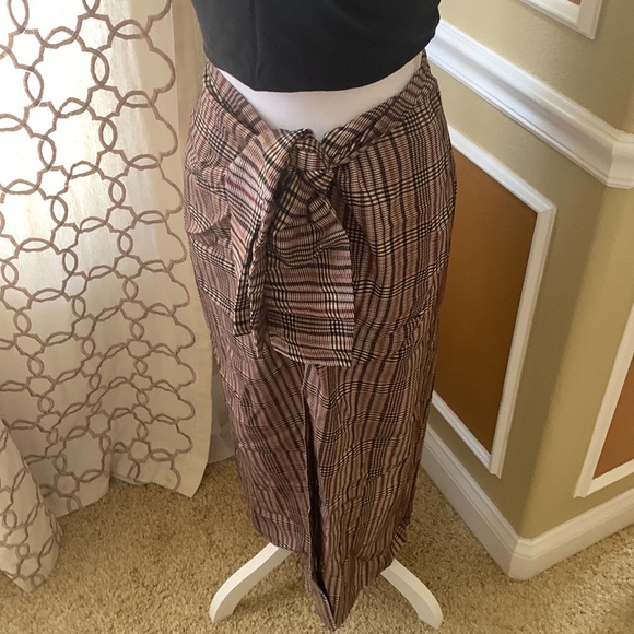 BNWT Zara Plaid Tie-Front Midi Skirt SIZE L - Picture 3 of 14